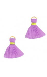 Ibiza style Tassel 1.5cm Gold-paisley purple